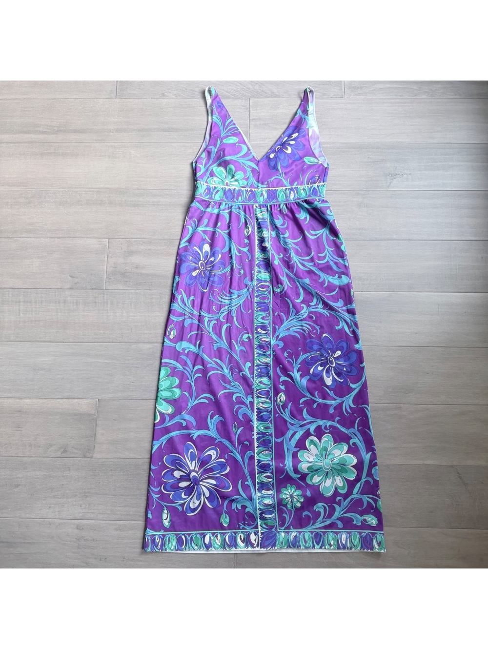 Vintage Emilio Pucci Formfit Rogers Purple Floral Maxi Dress Size S-M - Picture 11 of 11